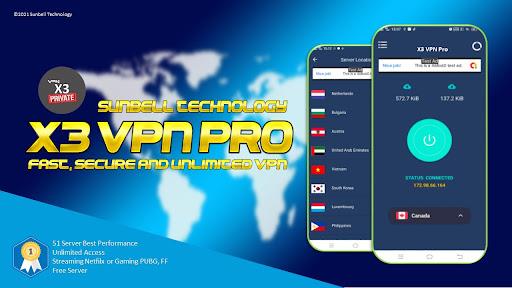 X3 VPN Pro - Fast , Secure & Unlimited VPN Screenshot 1