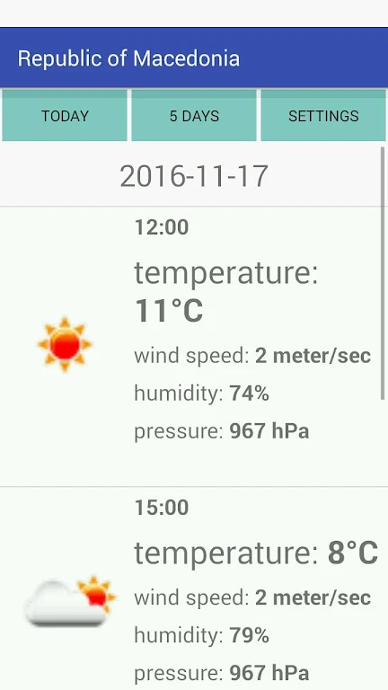 Republic of Macedonia Weather Captura de pantalla 1