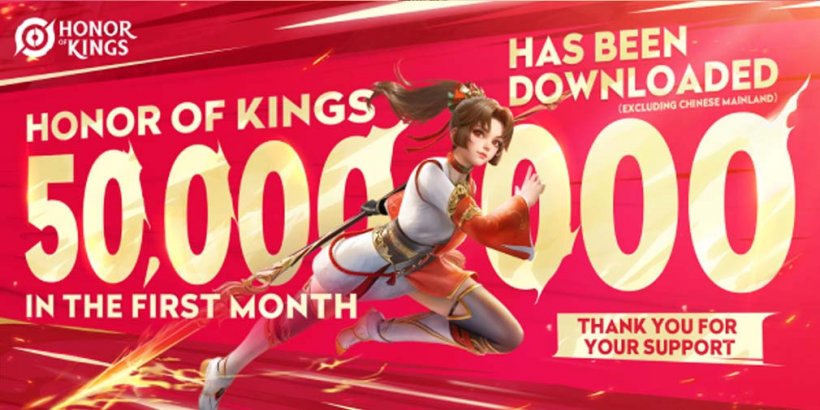 Honor of Kings มียอดดาวน์โหลดทะลุ 50 ล้านครั้งนับตั้งแต่เปิดตัวทั่วโลก 