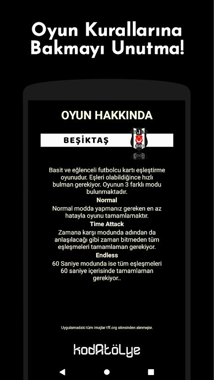 Beşiktaş Futbolcu Kart Eşleştirme Oyunu Screenshot 4