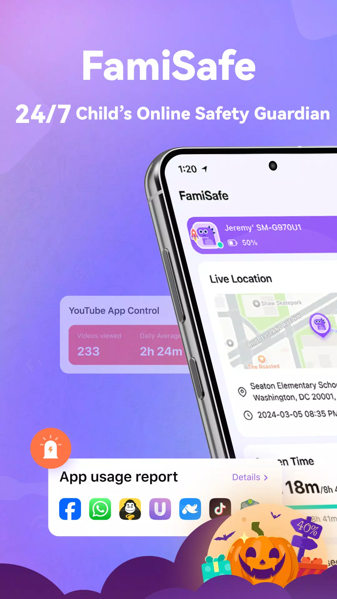 Parental Control App- FamiSafe ဖန်သားပြင်ဓာတ်ပုံ 1