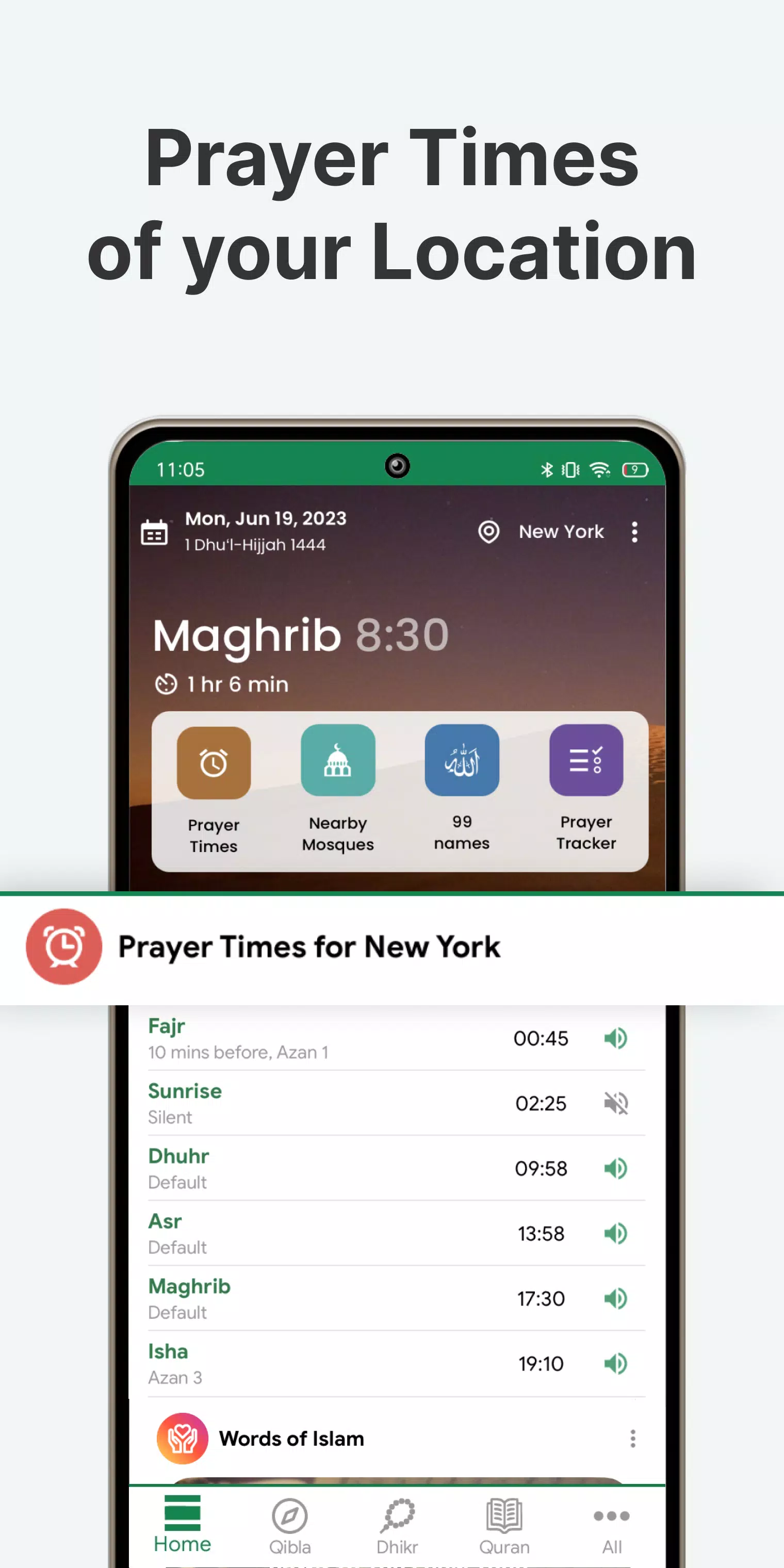 Muslim: Prayer Times, Qibla 스크린샷 1