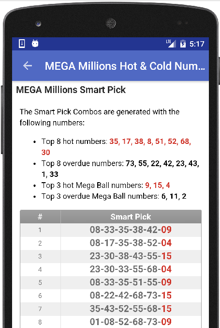 Results for DC Lottery Screenshot 3