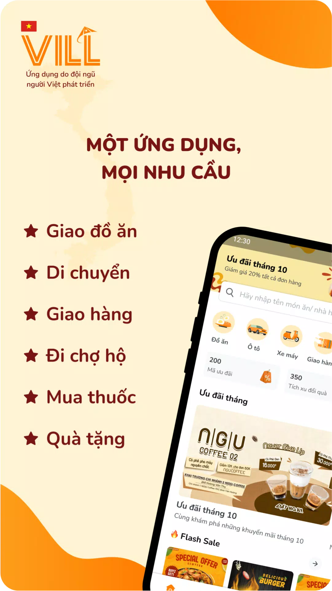 VILL: Đồ ăn, Giao hàng, Gọi xe Capture d'écran 1