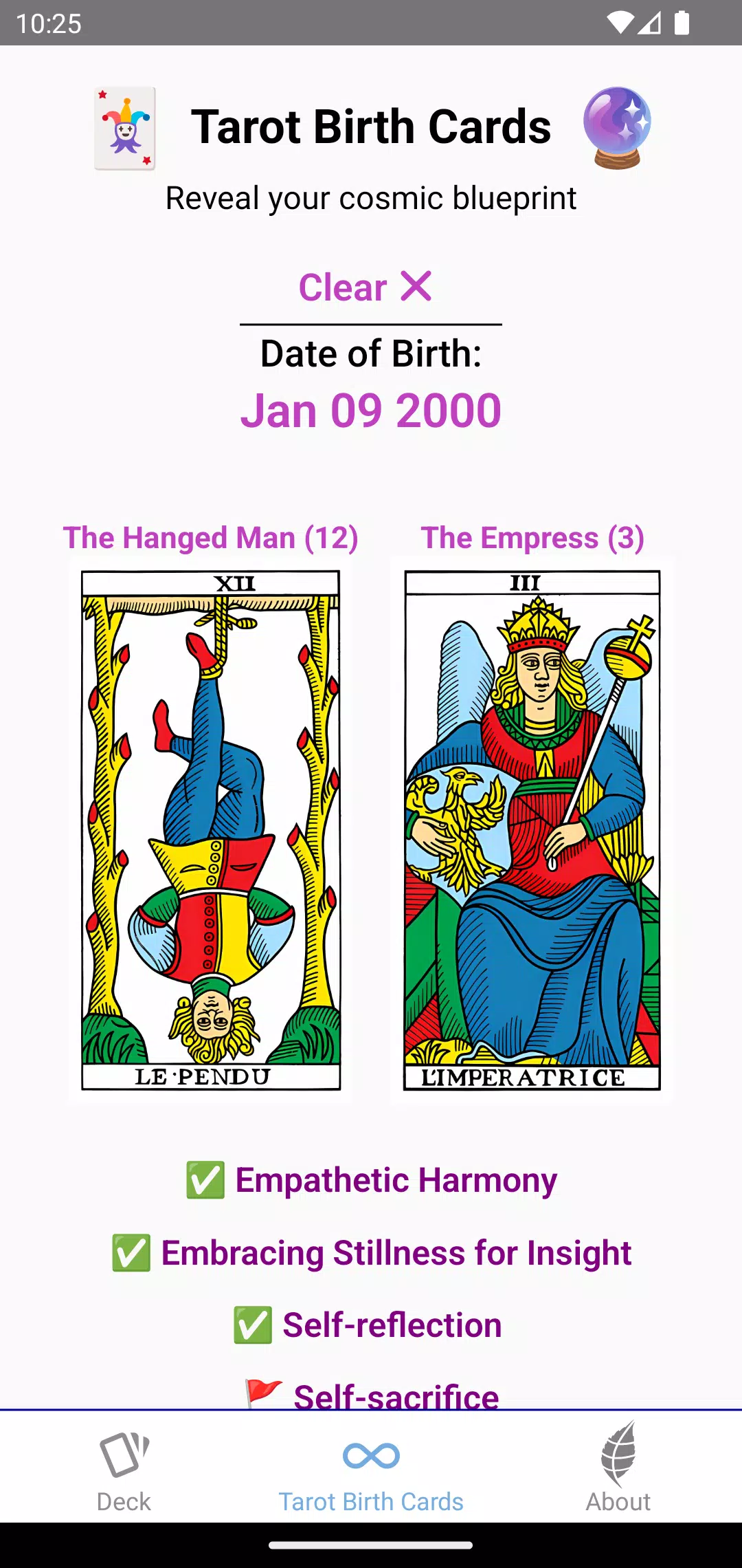 Tarot Birth Cards Capture d'écran 3