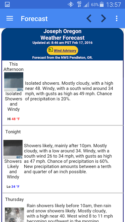 Joseph Oregon Weather स्क्रीनशॉट 2