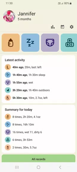Schermata Baby tracker - feeding, sleep 1