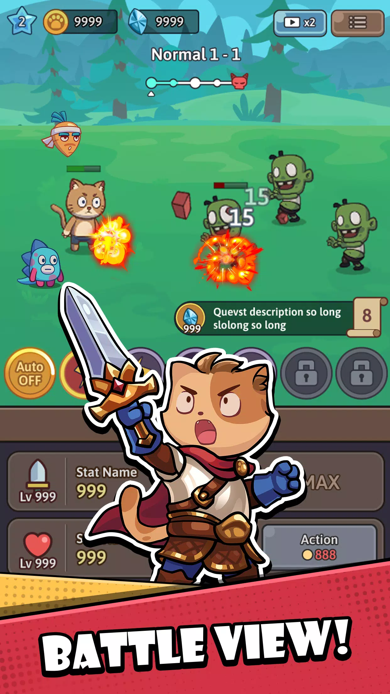 Cat Hero: Idle RPG War Zrzut ekranu 1