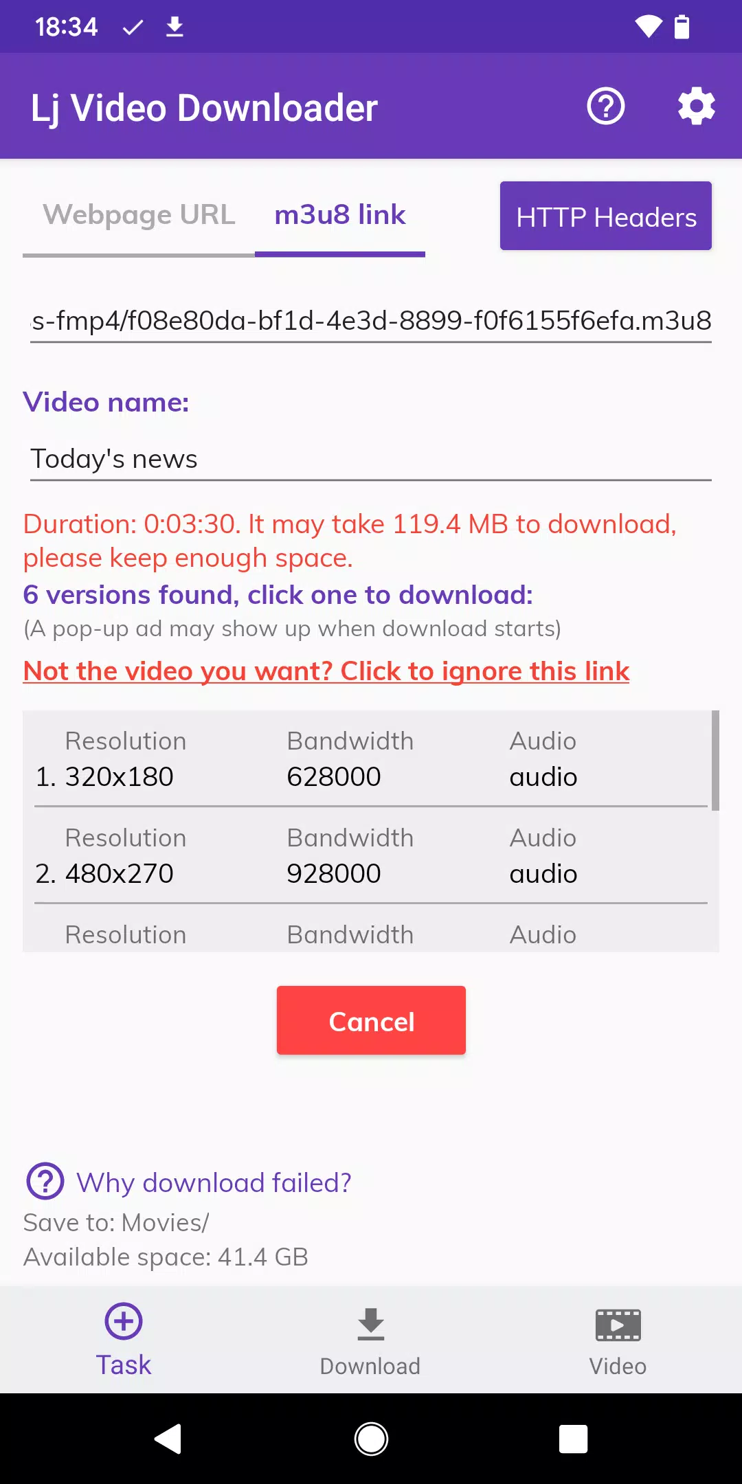 Lj 视频下载器 (m3u8, mp4, mpd)应用截图第3张