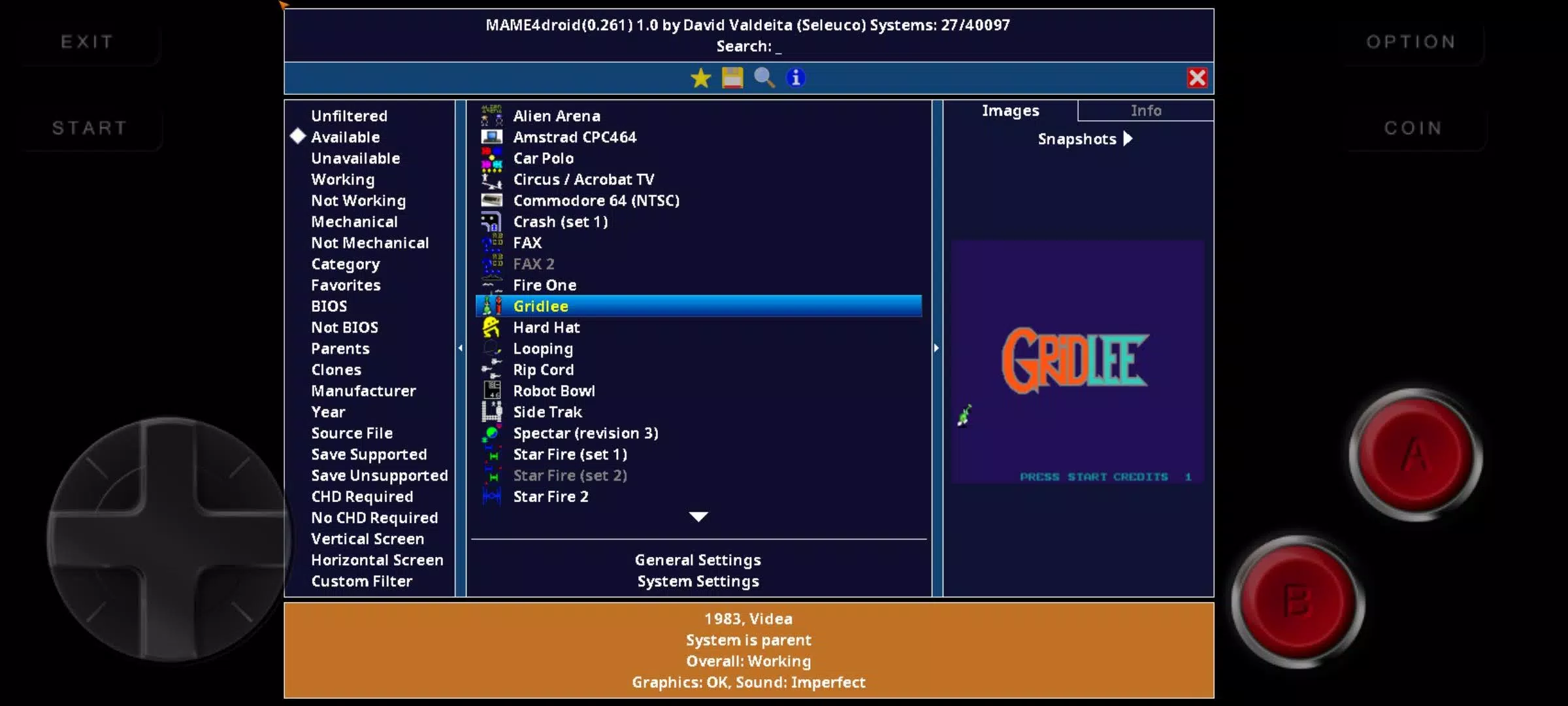 Schermata MAME4droid  2024 (0.270) 2