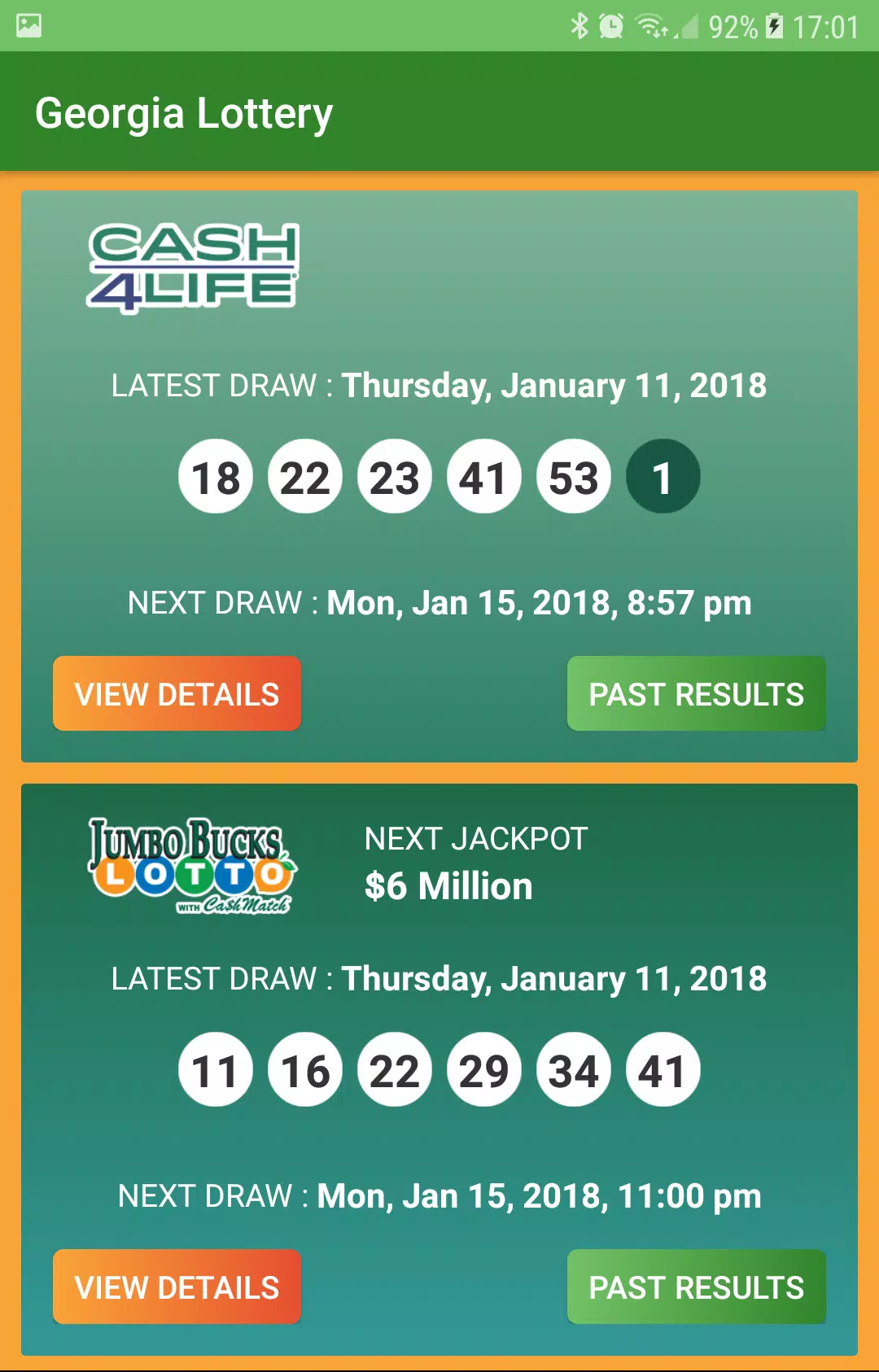 Georgia Lottery Results Screenshot 2