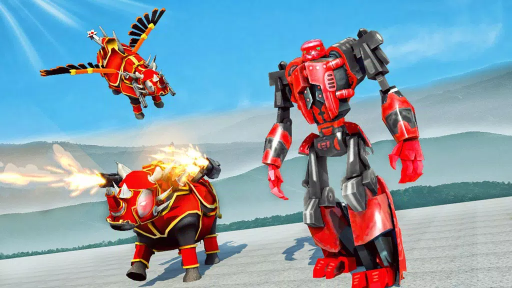 Flying Rhino Robot Transform: Robot War Games 스크린샷 4